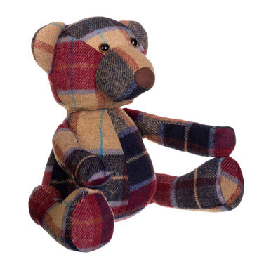Large Maroon Check Tartan Bear Door Stop | Bute