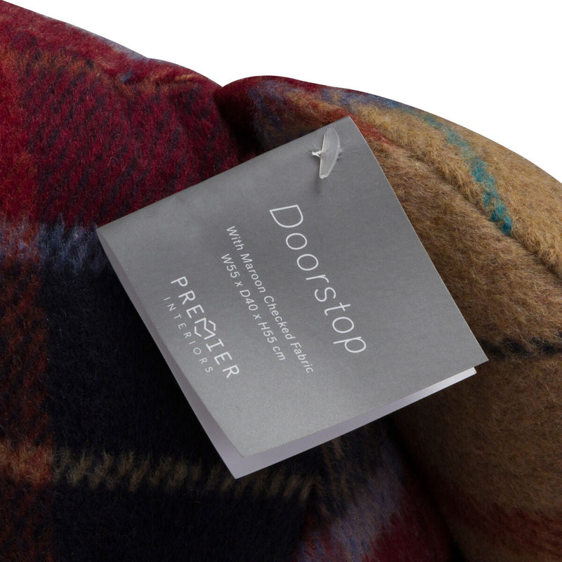 Large Maroon Check Tartan Bear Door Stop | Bute