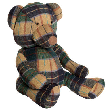 Large Green Check Tartan Bear Door Stop | Bute
