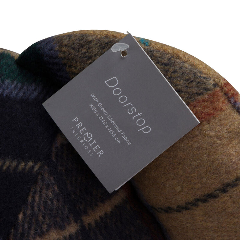 Large Green Check Tartan Bear Door Stop | Bute