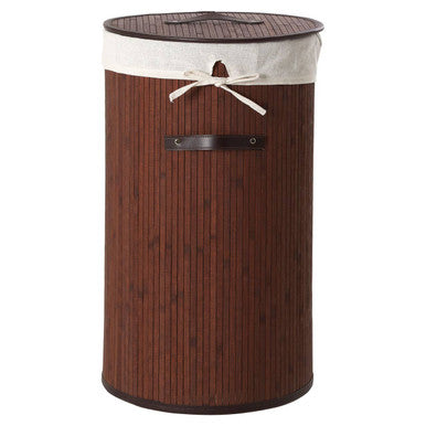 Dark Brown Round Laundry Hamper | Kankyo