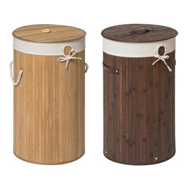 Dark Brown Round Laundry Hamper | Kankyo