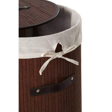 Dark Brown Round Laundry Hamper | Kankyo