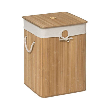 Natural Bamboo Square Laundry Hamper | Kankyo