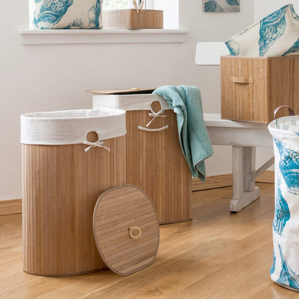 Natural Bamboo Corner Laundry Hamper | Kankyo