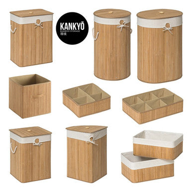 Natural Bamboo Corner Laundry Hamper | Kankyo