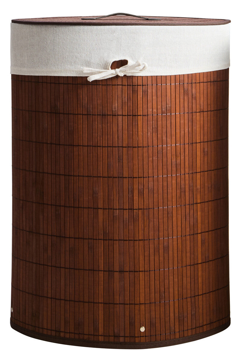 Dark Brown Bamboo Corner Laundry Hamper | Kankyo