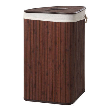 Dark Brown Bamboo Corner Laundry Hamper | Kankyo