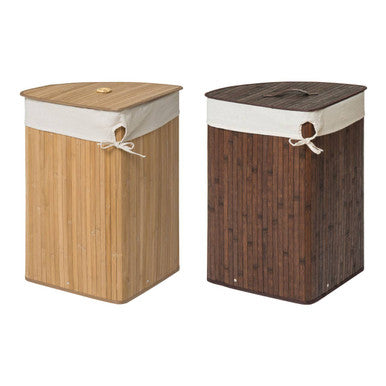 Dark Brown Bamboo Corner Laundry Hamper | Kankyo