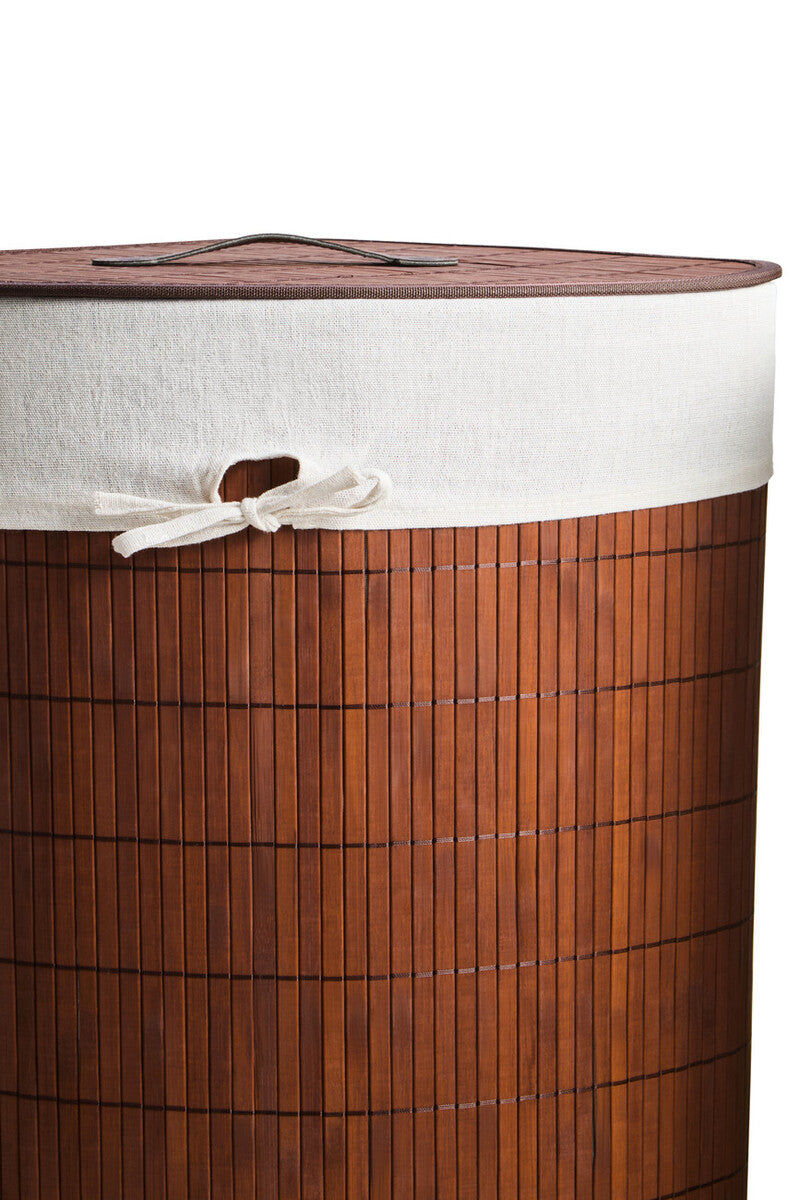 Dark Brown Bamboo Corner Laundry Hamper | Kankyo