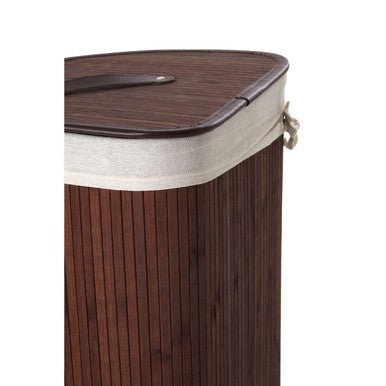Dark Brown Bamboo Corner Laundry Hamper | Kankyo