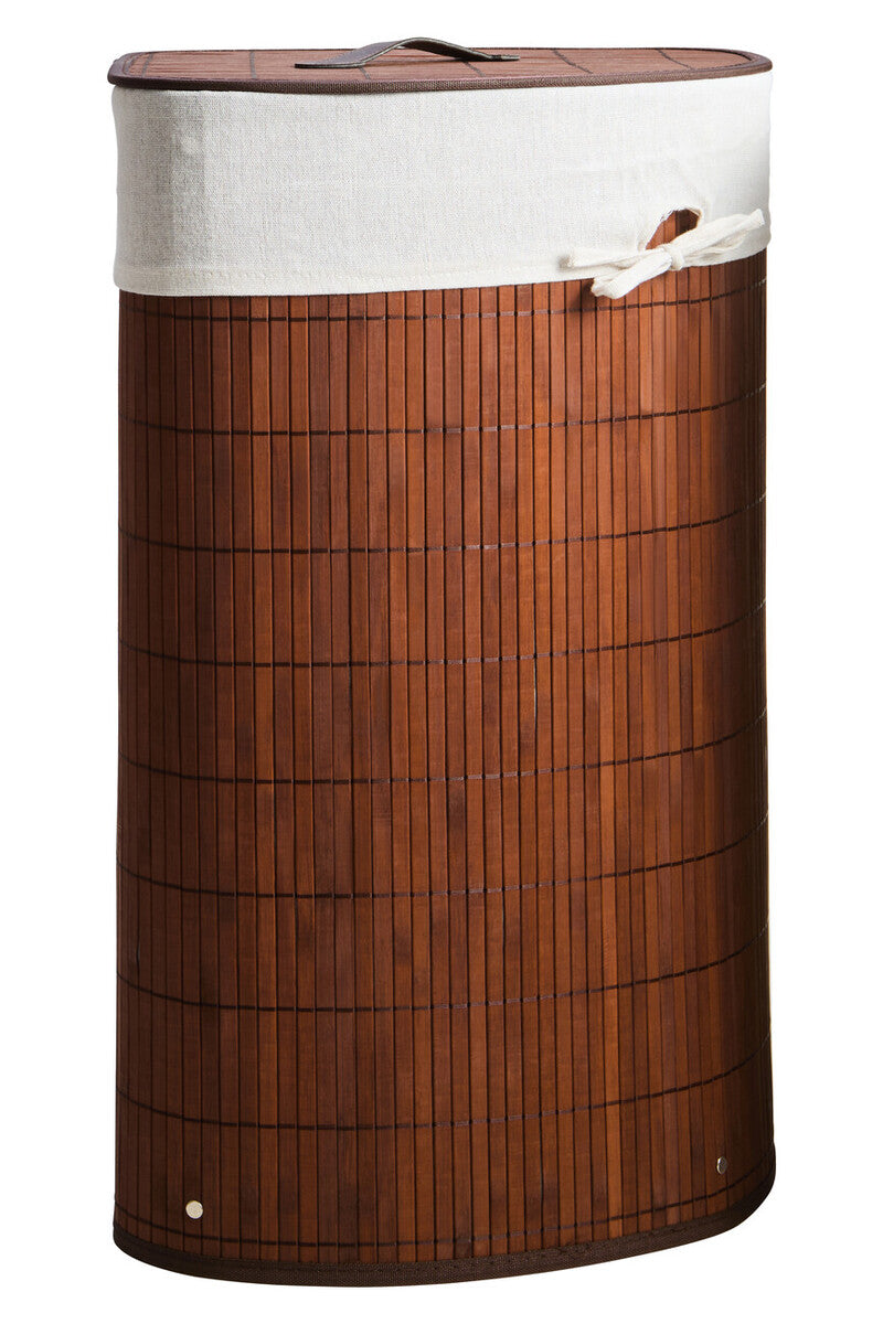 Dark Brown Bamboo Corner Laundry Hamper | Kankyo