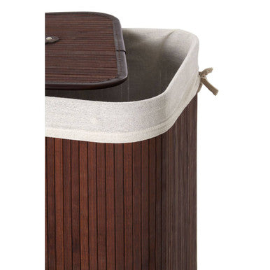 Dark Brown Bamboo Corner Laundry Hamper | Kankyo