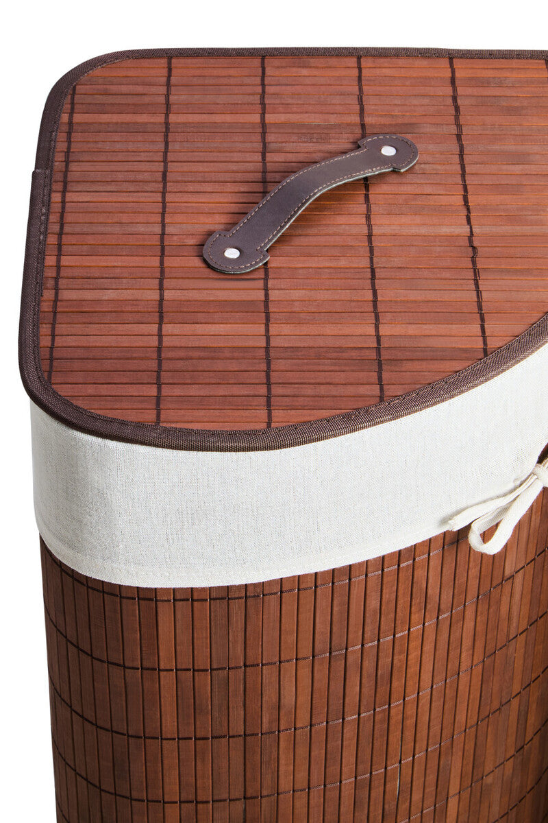 Dark Brown Bamboo Corner Laundry Hamper | Kankyo