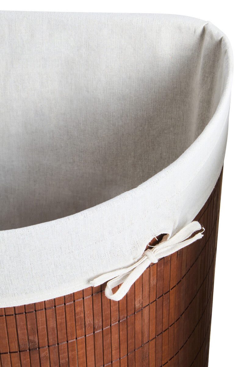 Dark Brown Bamboo Corner Laundry Hamper | Kankyo