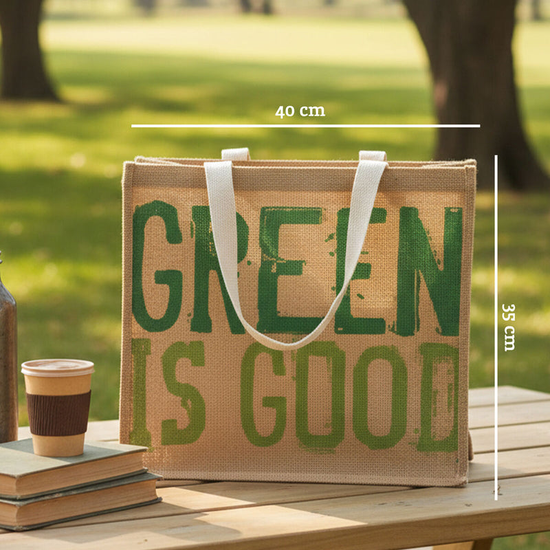 Green Is Good Jute Shopping Bag | Jade