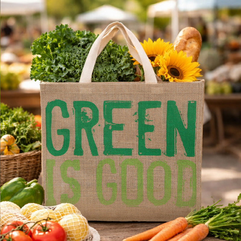 Green Is Good Jute Shopping Bag | Jade