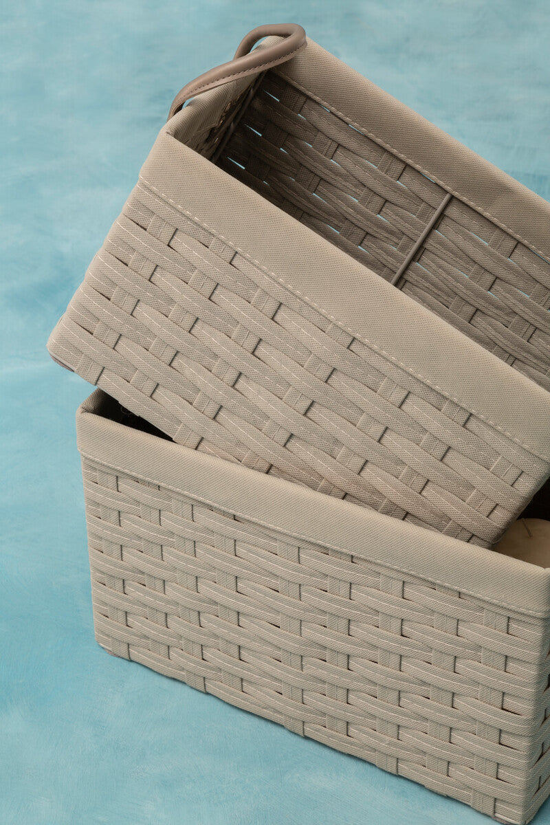 Set of 3 Lattice Grey Rectangular Storage Baskets | Lida