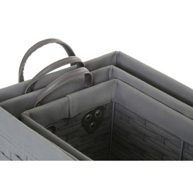 Set of 3 Lattice Grey Rectangular Storage Baskets | Lida