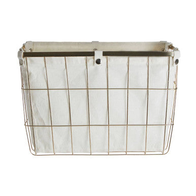 Large Gold Finish Wire Storage Basket with Lining | Harga