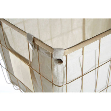 Large Gold Finish Wire Storage Basket with Lining | Harga
