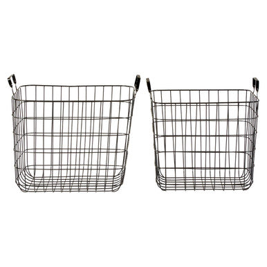 Set of 2 Black Wire Storage Baskets | Rowan