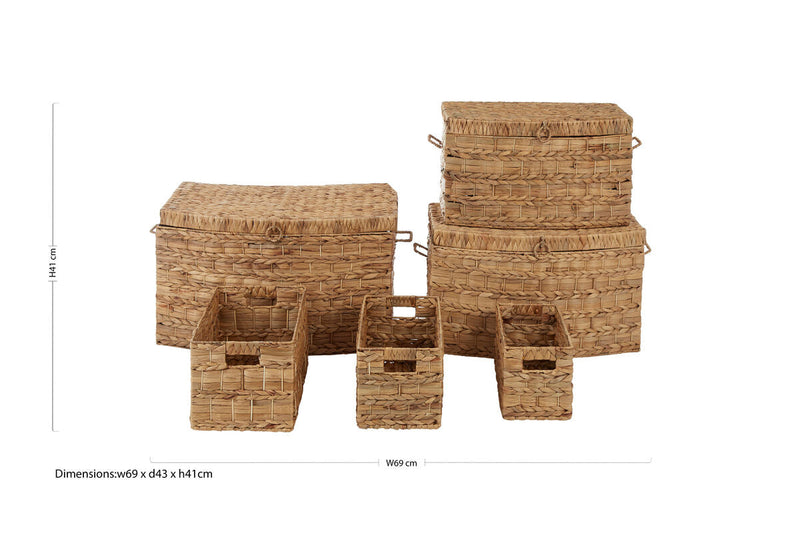 Lidi Set Of Six Water Hyacinth Storage Baskets.