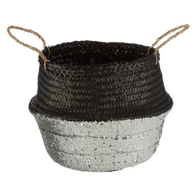 Solas Black and Silver Small | Seagrass Basket