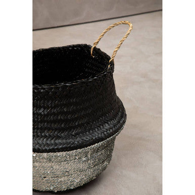 Salos Black and Silver Medium | Seagrass Basket