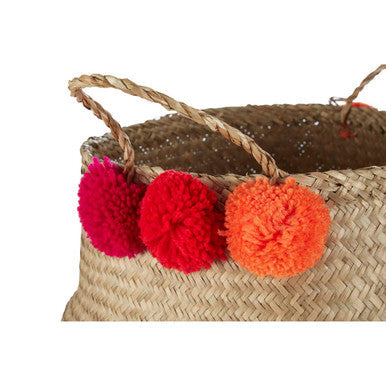 Small Seagrass Pom Pom Basket | Solas