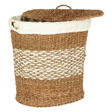 Lidi Seagrass Basket with Lid and Lining | Oval Multi