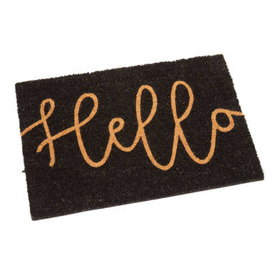 Hello Black Coir Doormat | Filta