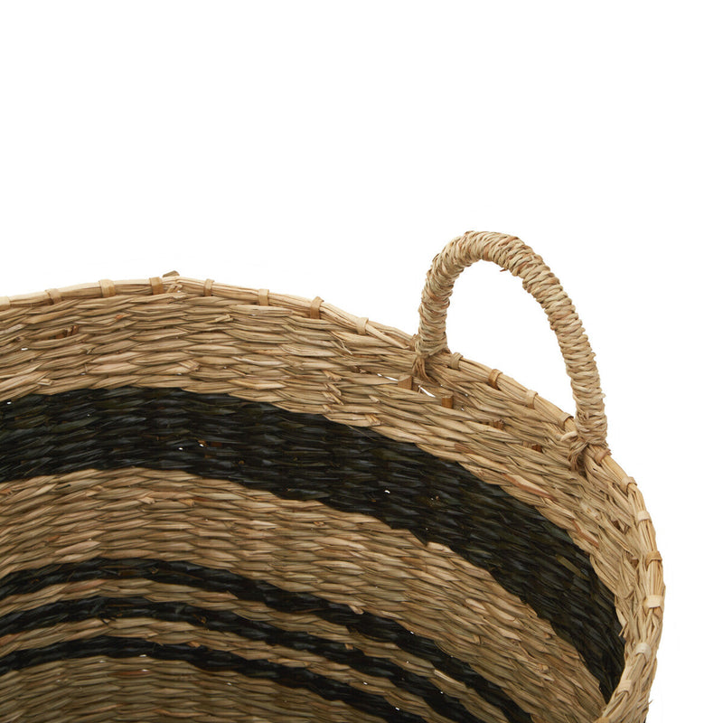 Arles Set of 2 Seagrass Baskets with Black Stripes.