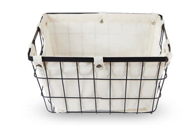 Medium Black Wire Storage Basket with Lining | Harga