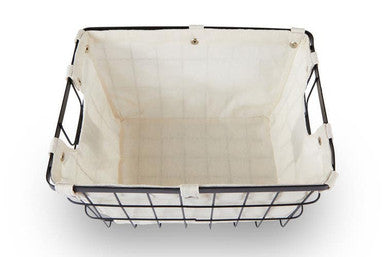 Medium Black Wire Storage Basket with Lining | Harga
