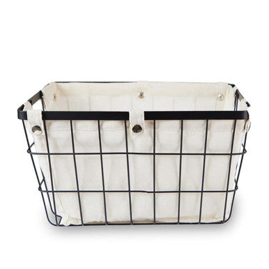 Medium Black Wire Storage Basket with Lining | Harga