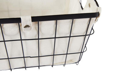 Medium Black Wire Storage Basket with Lining | Harga