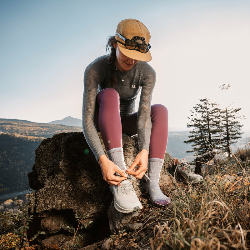 Ladies Micro Crew Cushioned Midweight Hiking Merino Wool Socks