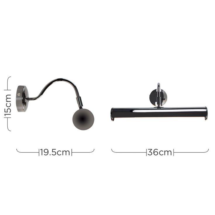Black Wall Lights Twin LED