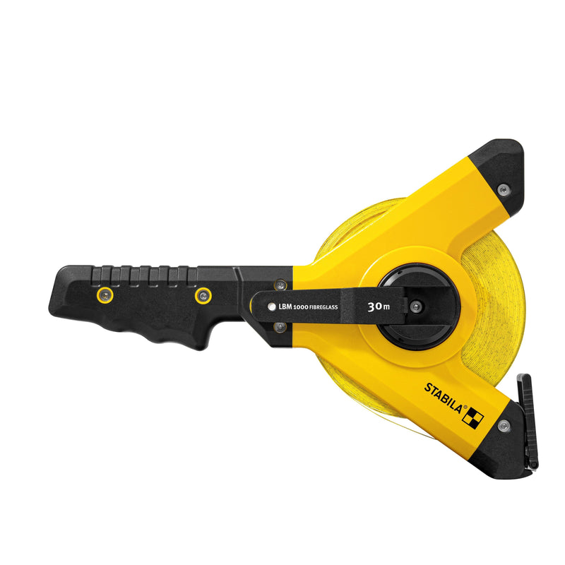 Stabila Open Fibreglass LBM 1000 Tape Measure With Breakproof Y Frame And Soft Grip For Professionals