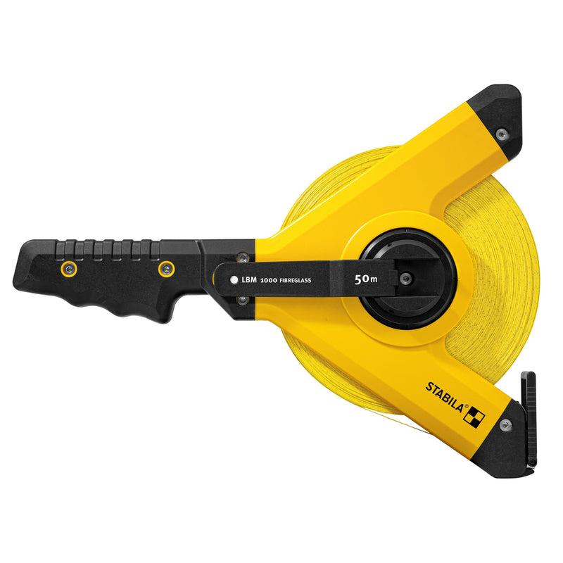 Stabila Open Fibreglass LBM 1000 Tape Measure With Breakproof Y Frame And Soft Grip For Professionals