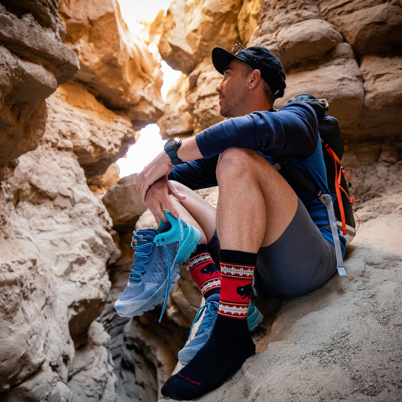 Mens Merino Wool Boot Midweight Seamless Patterned Hiking Socks
