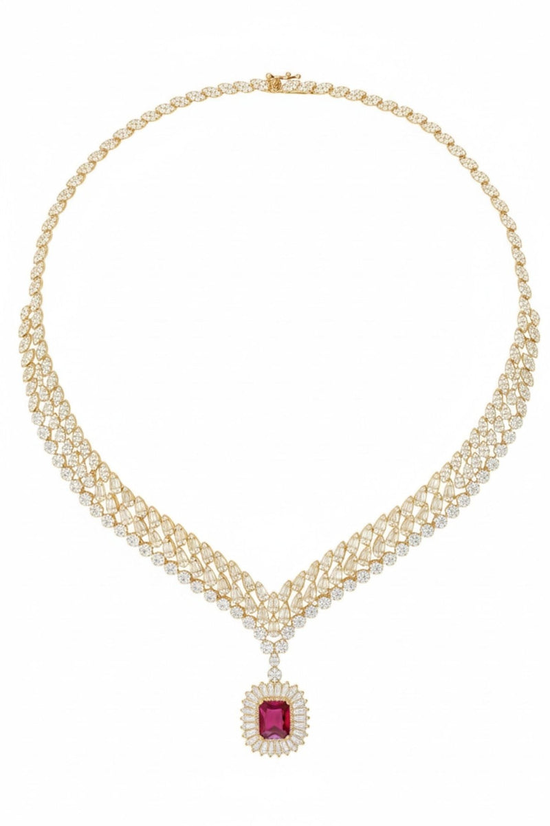 Countess Statement Ruby Necklace Gold