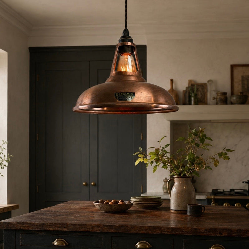 Cawston - Antique Copper Slotted Lampshade Pendant Ceiling Light - 11 Inch
