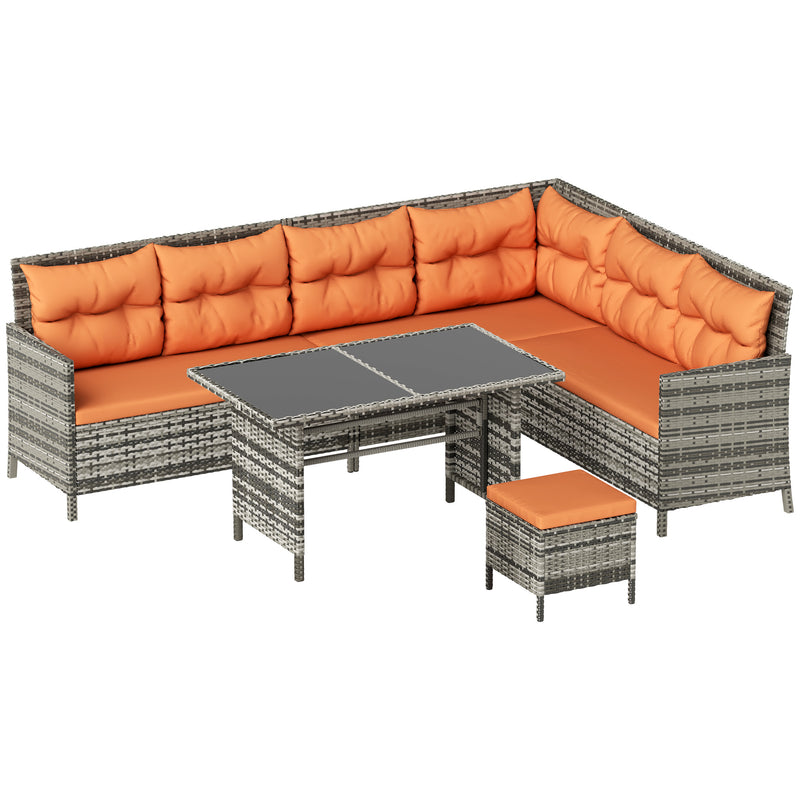 Outsunny 6 PCs Patio wicker Sofa Set Rattan Chair Furniture, Orange