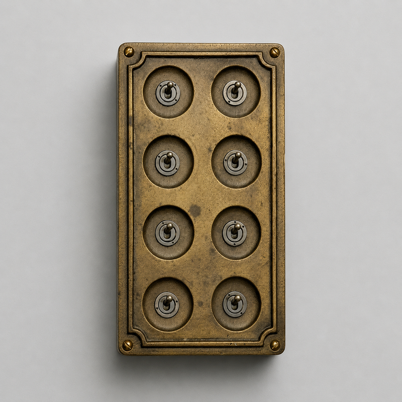 8 Gang 2 Way Bronze Solid Cast Metal Conduit Light Switch Industrial
