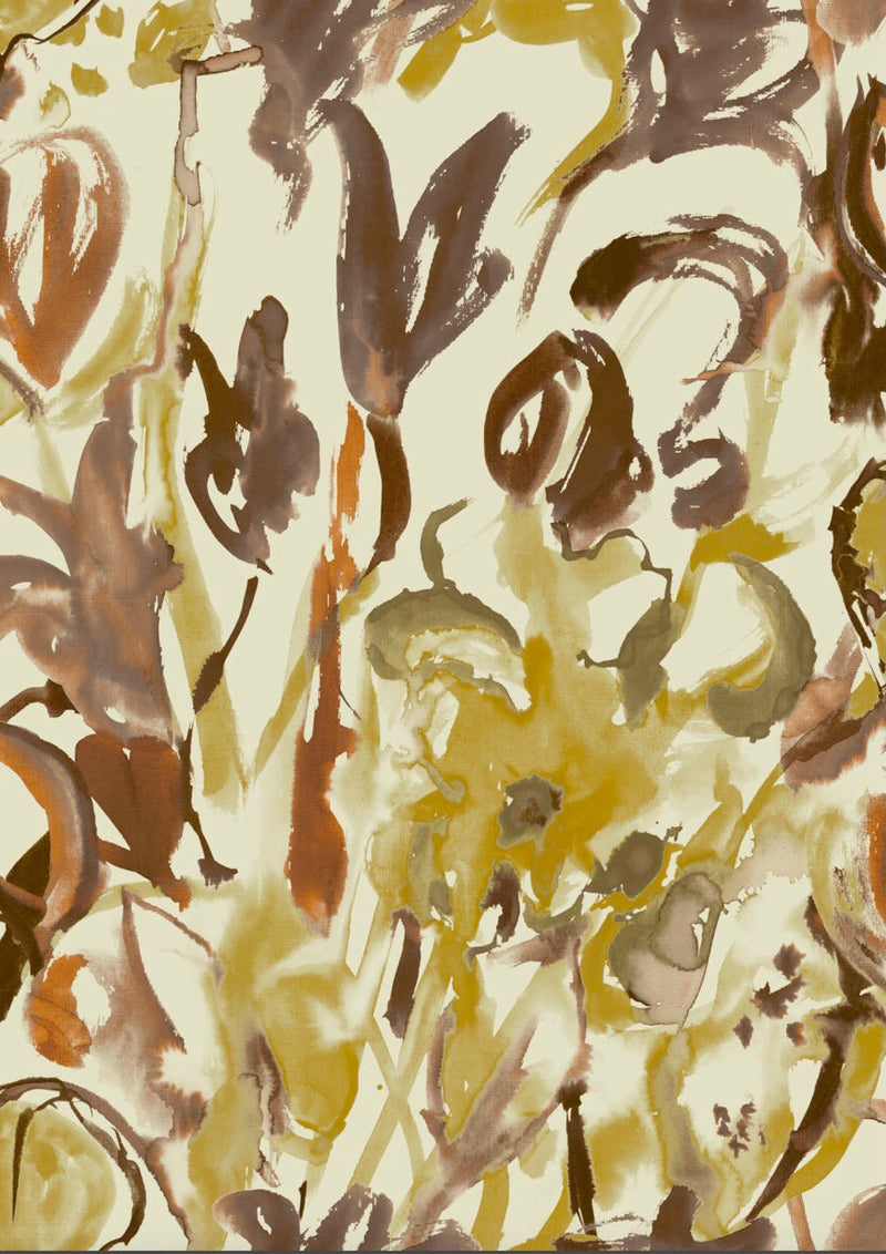 Watercolour Floral Wallpaper - Ochre + Umber