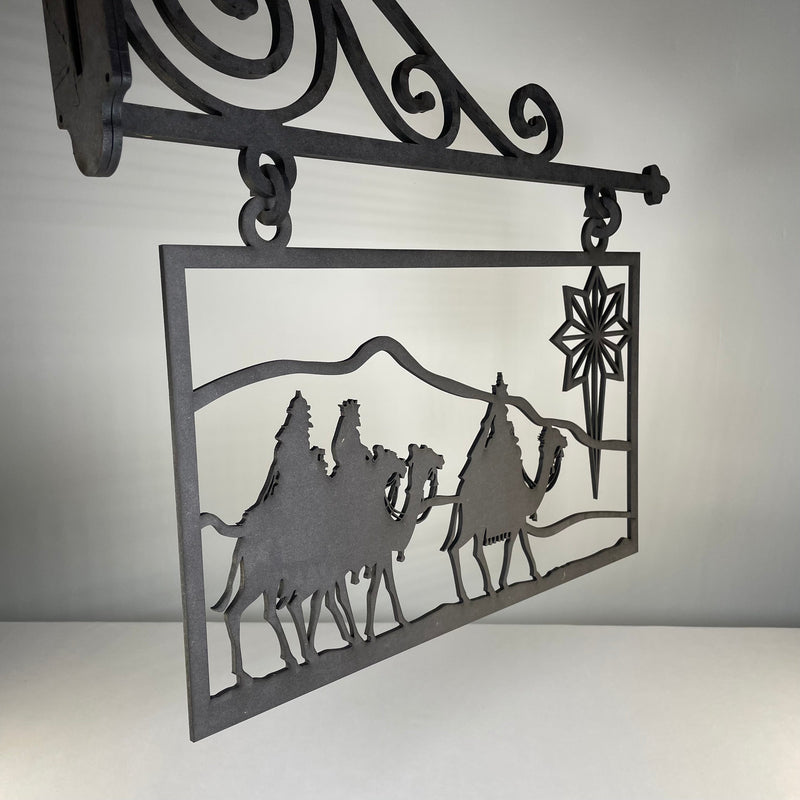 Hanging Nativity Scene Sign - Handmade Ornament