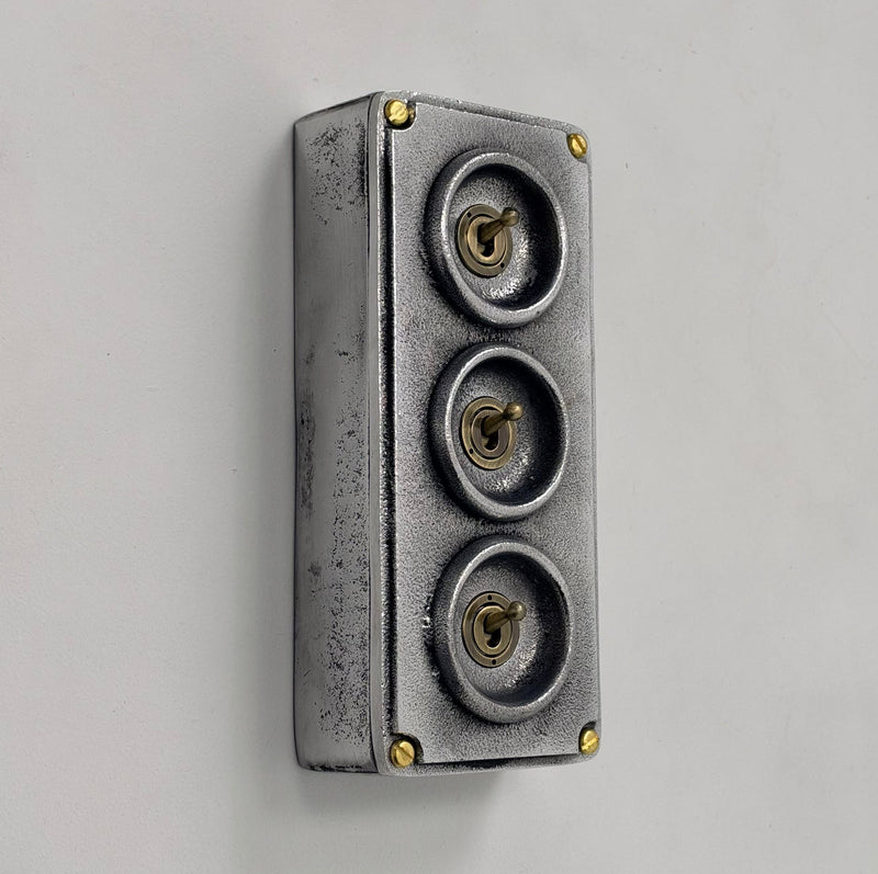 3 Gang Solid Cast Metal Conduit Toggle Light Switch