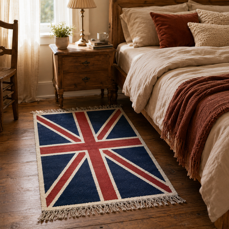 Hand knotted Reversible British Union Jack Jubilee Rug